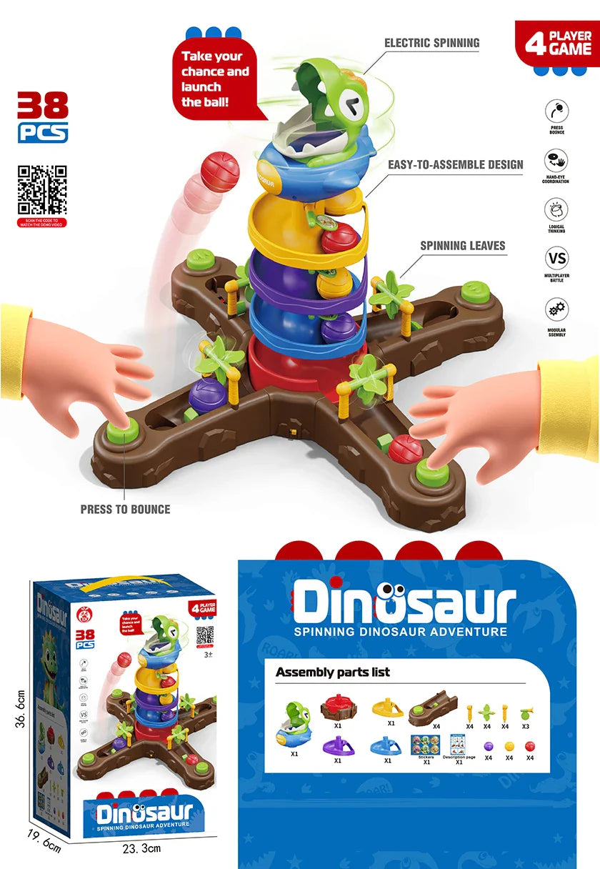 HKM-279571 Dinosaur Ball Drop Toy Set – Educational Rotating Ball Battle Game for Ages 5 and Up