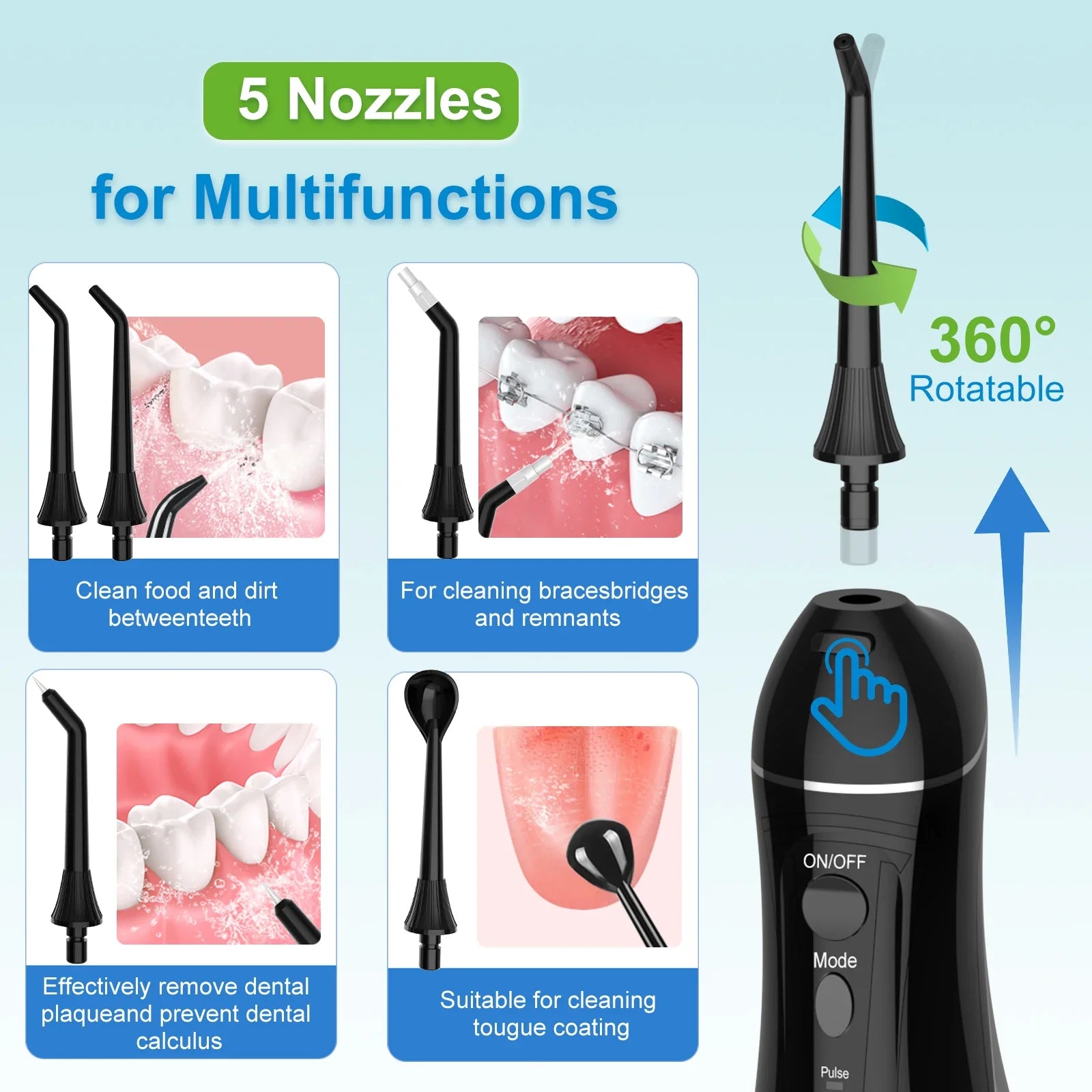 HKM-421651 Portable Oral Water Flosser with 4 Adjustable Modes for Home and Travel Use