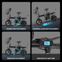 HKM-3882451 Electric Bike 250W Motor 36V 9Ah Battery 50 Mile Range 16-Inch Tires Foldable Disc Brakes Front Rear Suspension