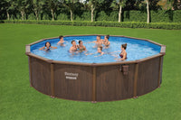 HKM-618963 Large Round Above Ground Family Swimming Pool Set - 5.49 m x 1.32 m Outdoor Portable Design