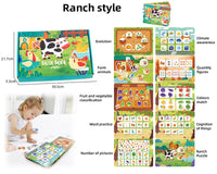 HKM-099923 Early Learning Montessori Busy Book for Toddlers, Activity Book with Farm Themes, Educational Interactive Toy