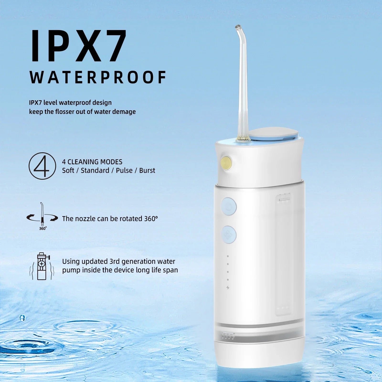 HKM-683795 Portable Mini Water Flosser for Dental Care - Efficient Household Water Jet Cleaner with Enhanced Battery Performance