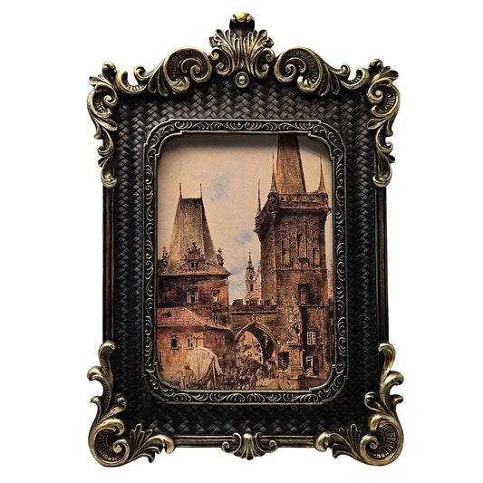 KTX-878355 Antique 5x7 Resin Picture Frame in Gothic Vintage Style for Home Decor and Wall Hanging