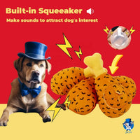 HKM-832019 Plush Squeaky Dog Toys Set - Fried Chicken and Pizza Puzzle Cognitive Enrichment