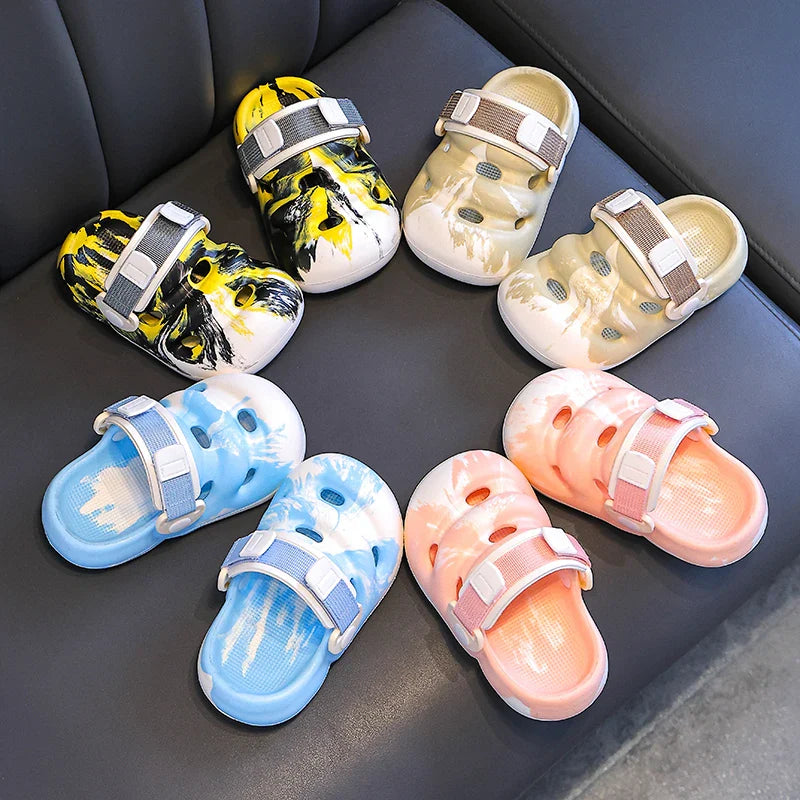 HKM-689619 Summer Wholesale Cute Leather Casual Shoes with Stock Availability Soft Sole Non-Slip Cartoon Baby Buckle Toddler Sandals