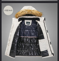 HKM-505363 Mens Winter Jacket Coat Oversized Thick Warm Outdoor Casual Solid Down Jackets for Men Simple Trendy Fur Collar Men's Coats