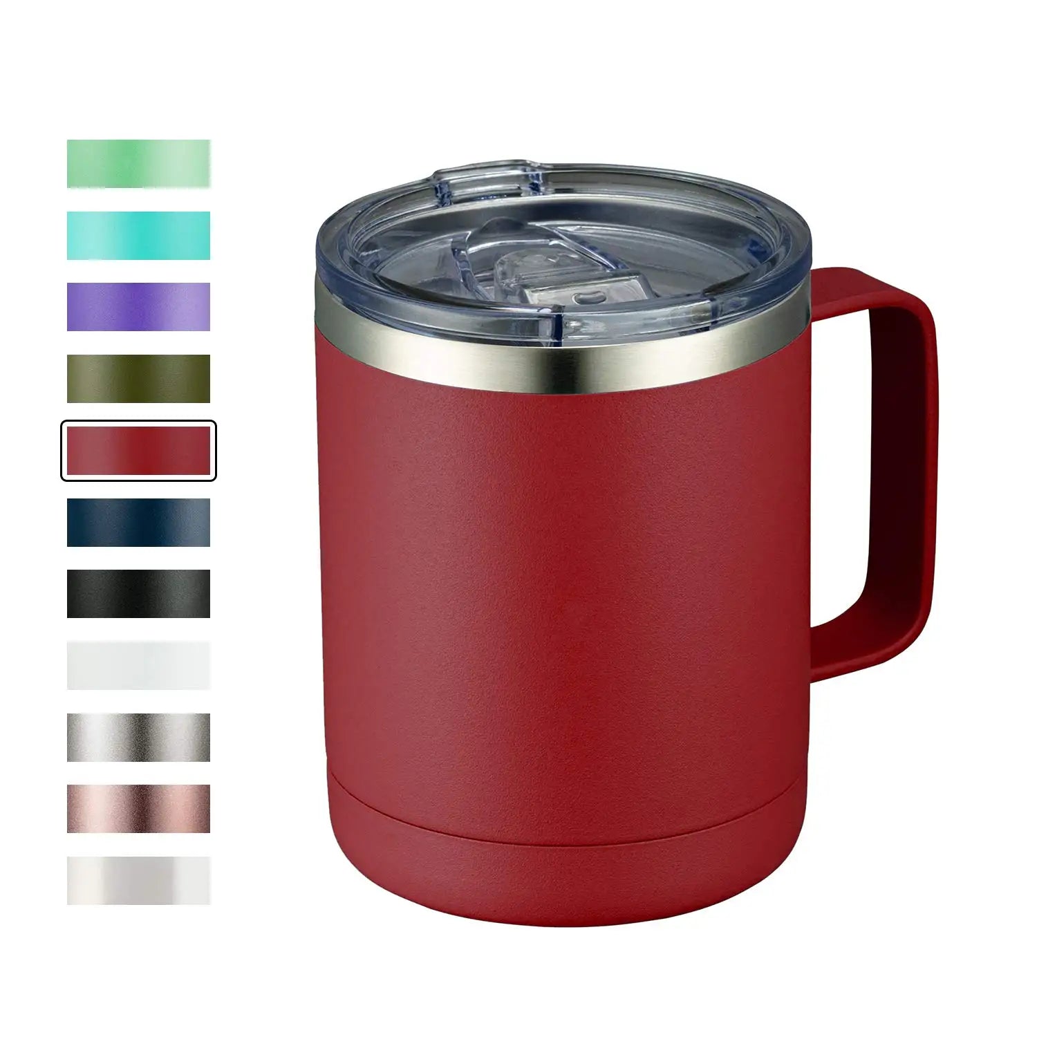 KTX-564179 12oz Eco-Friendly 304 Stainless Steel Coffee Mug with Sliding Lid and Handle for Camping and Travel