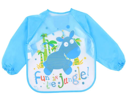 HKM-080531 Private Label Baby Feeding Bib for Eating Waterproof Washable Long Sleeve Romper Smock