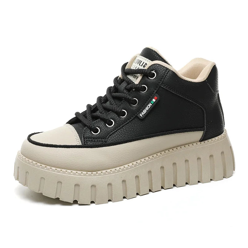 HKM-737043 ZY12262 New Versatile Board Shoes Autumn Pinecake Sole Student Thick Sole Elevated Fashion Casual Shoes