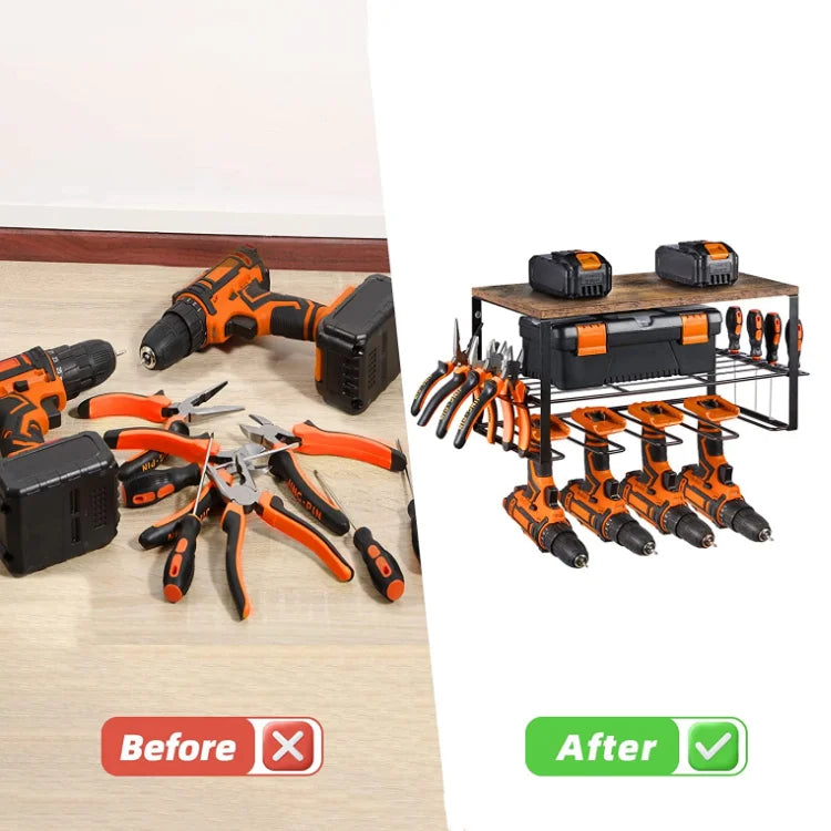 KTX-057171 Wall Mounted Wooden Tool Storage Organizer for Efficient Space Management