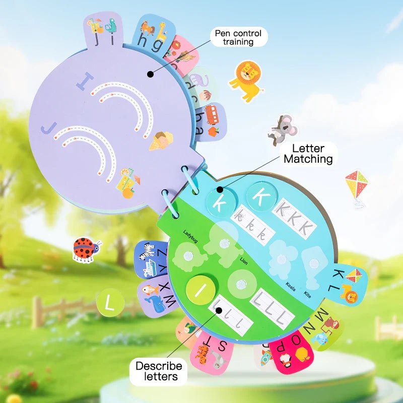 KTX-247571 Toddler Alphabet Quiet Book - Sensory Learning Toy for Autism and Early Education