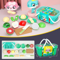 HKM-476179 11-Piece Plastic Toy Kitchen Set for Kids - Magnetic Food Fruits and Vegetables Cutting Play Items