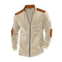 HKM-161875 Men's Customizable European Cotton Varsity Jacket Solid Color Long Sleeve Zipper Cardigan Fur Men's Fashion Long Sleeve