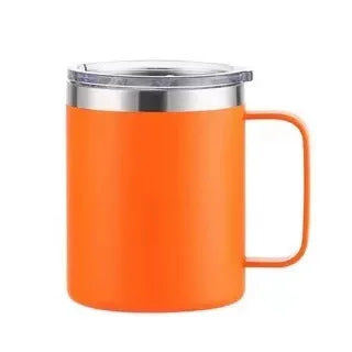 KTX-564179 12oz Eco-Friendly 304 Stainless Steel Coffee Mug with Sliding Lid and Handle for Camping and Travel