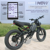 HKM-7918803 Electric Bike 1500W Motor 48V 18Ah Battery 37 Mile Range 20-Inch Fat Tires Full Suspension Shimano 7-Speed