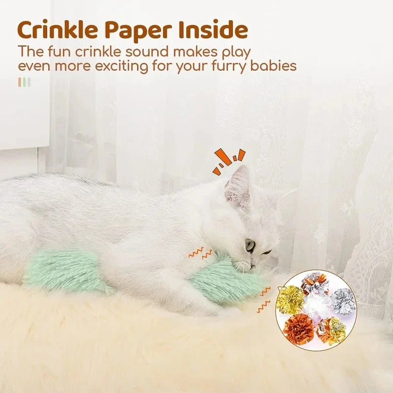 HKM-243347 Soft Catnip Kicker Toys with Crinkle Sound – 3 Pack Interactive Pillows for Indoor Cats