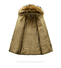 HKM-553939 Men's Winter Jacket With Hood Collar Thickened Warm Cotton Long Sporty Jackets With Zipper Closure Men's Coats