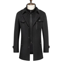 HKM-243219 Men's Waterproof Detachable Woolen Overcoat Hairy Warm Winter Jacket for Business Use