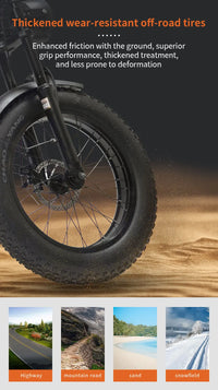 HKM-3921107 Electric Bike 750W Motor 48V 13Ah Battery 37 Mile Range 20-Inch Fat Tires Dual Suspension 7-Speed Disc Brakes