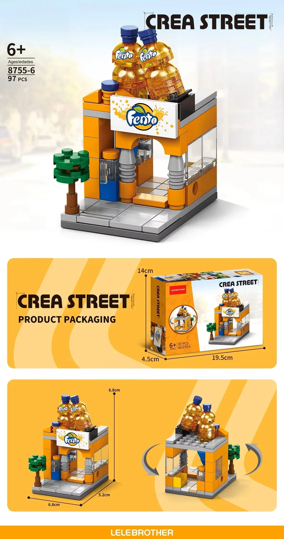 KTX-636179 8-in-1 Mini City Street View 3D Building Block Set for Kids
