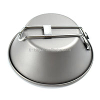 Ti-King 99.6% Pure Titanium Sierra Bowl Pot With Lid Folding Handle for Camping Hiking