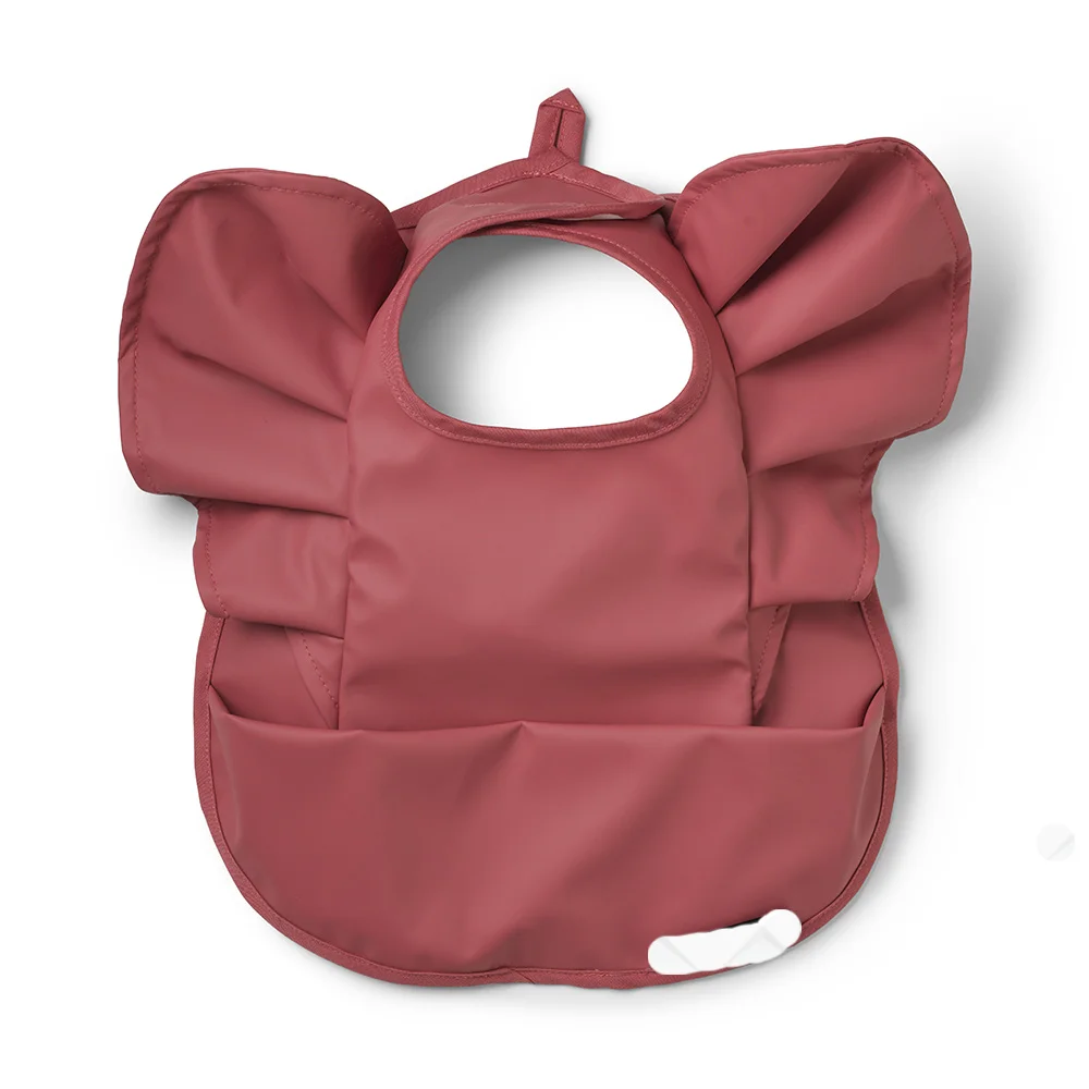 HKM-425171 Toddler Children Feeding Smock Apron PU Bib Coverall Printed Waterproof Baby Bib with Pocket Catcher