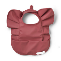 HKM-425171 Toddler Children Feeding Smock Apron PU Bib Coverall Printed Waterproof Baby Bib with Pocket Catcher
