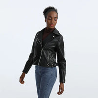 HKM-078227 Women's Fall/Winter European American Temperament Jacket PU Leather With Zipper Women's Clothing Jacket Custom