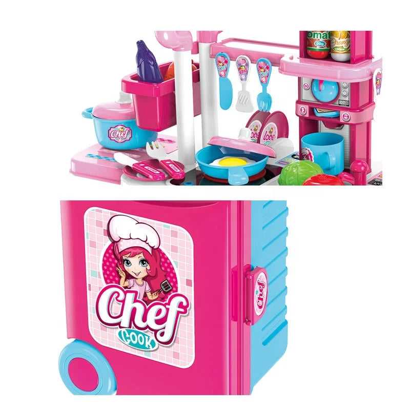 KTX-932627 3-in-1 Pretend Play Kitchen Set with Lights and Sounds for Kids Ages 2-7