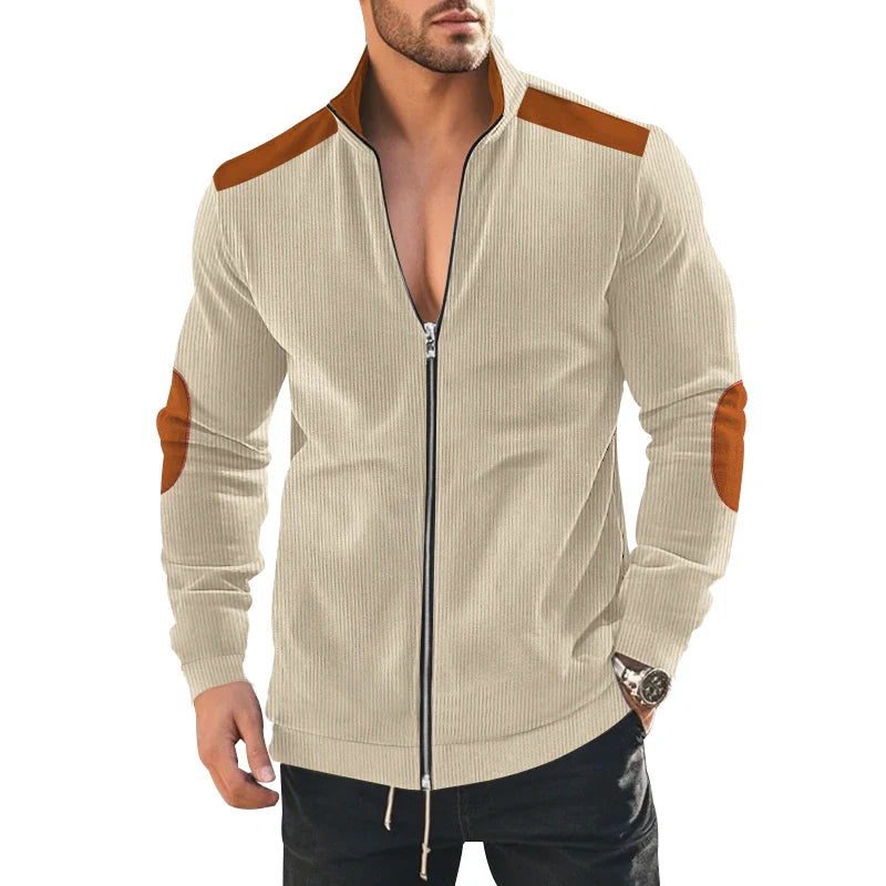 HKM-161875 Men's Customizable European Cotton Varsity Jacket Solid Color Long Sleeve Zipper Cardigan Fur Men's Fashion Long Sleeve