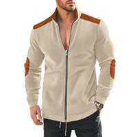 HKM-161875 Men's Customizable European Cotton Varsity Jacket Solid Color Long Sleeve Zipper Cardigan Fur Men's Fashion Long Sleeve