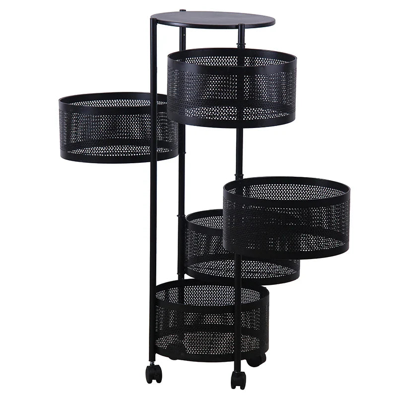 KTX-646995 Three-Tier Rolling Kitchen Cart with Mobile Storage and Wheels