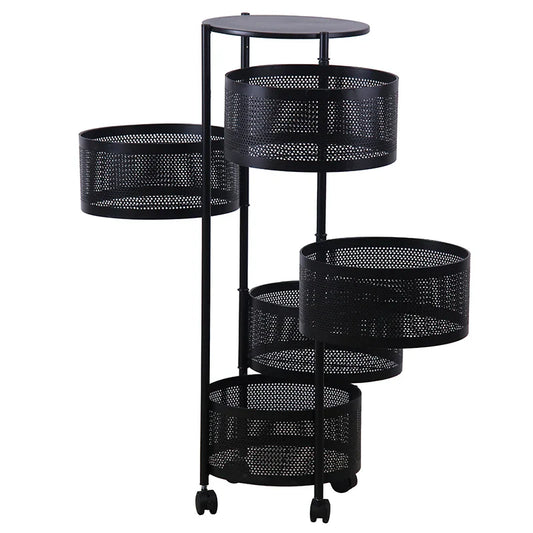 KTX-646995 Three-Tier Rolling Kitchen Cart with Mobile Storage and Wheels