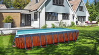 HKM-946643 Large Rectangular Above Ground Family Swimming Pool with Metal Frame