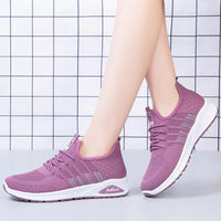 HKM-869267 A09 Women's Lace up Lightweight Tennis Shoes Women Breathable Sports Shoes Women Flats Non Slip Shoes