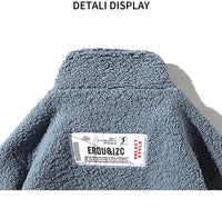 HKM-472595 Men's Casual Lamb Wool Cotton Coat Winter Blouson With Single Breasted Closure Loose and Warm Canvas Clothing