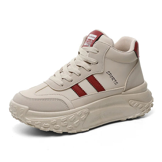 HKM-802579 XF6228 New Simple Autumn Women's Shoes Round Toe Thick Sole Elevated Board Shoes Shock Absorbing Lightweight Sports Shoes