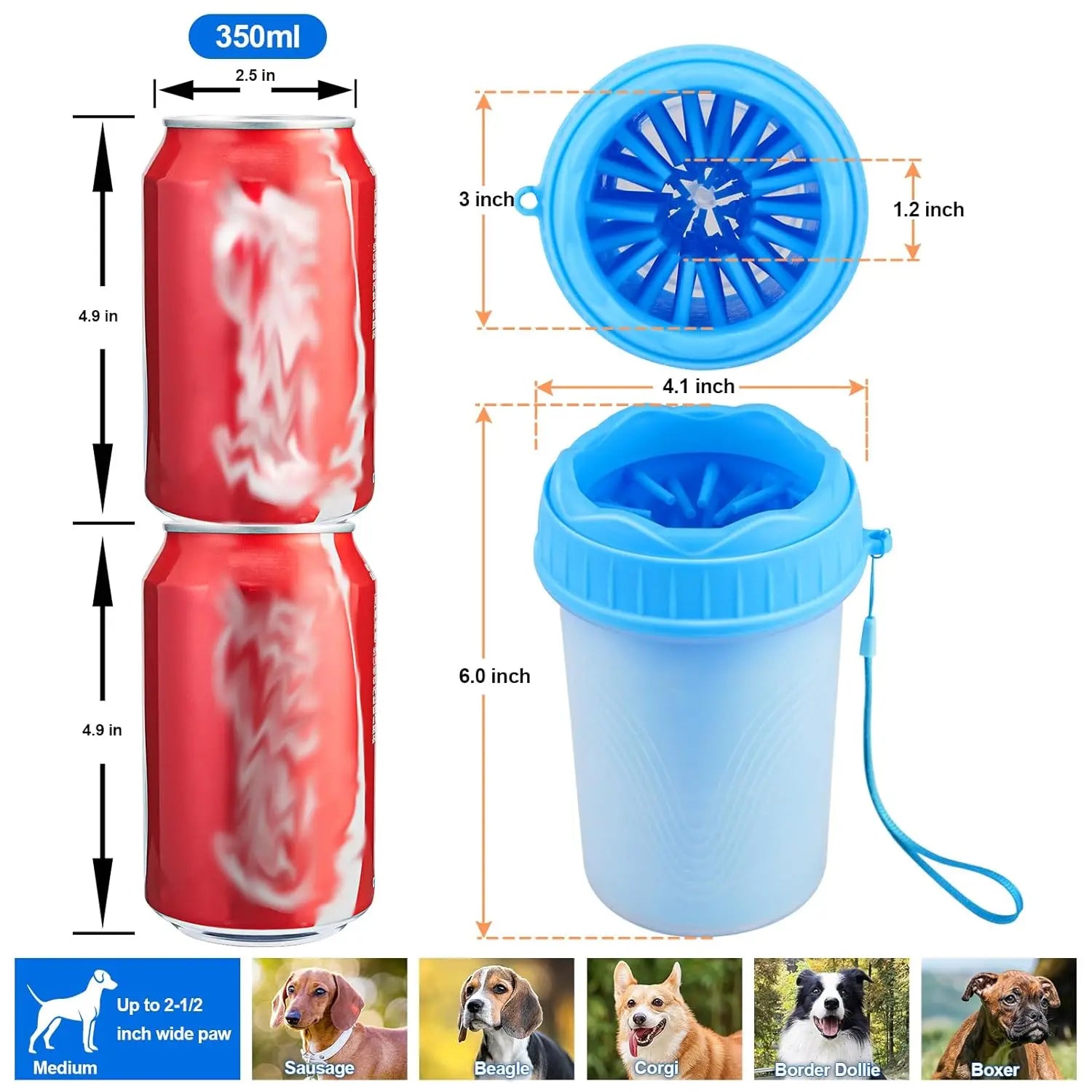 HKM-977747 Portable Automatic Dog Paw Cleaner Cup with Silicone Brush for Grooming