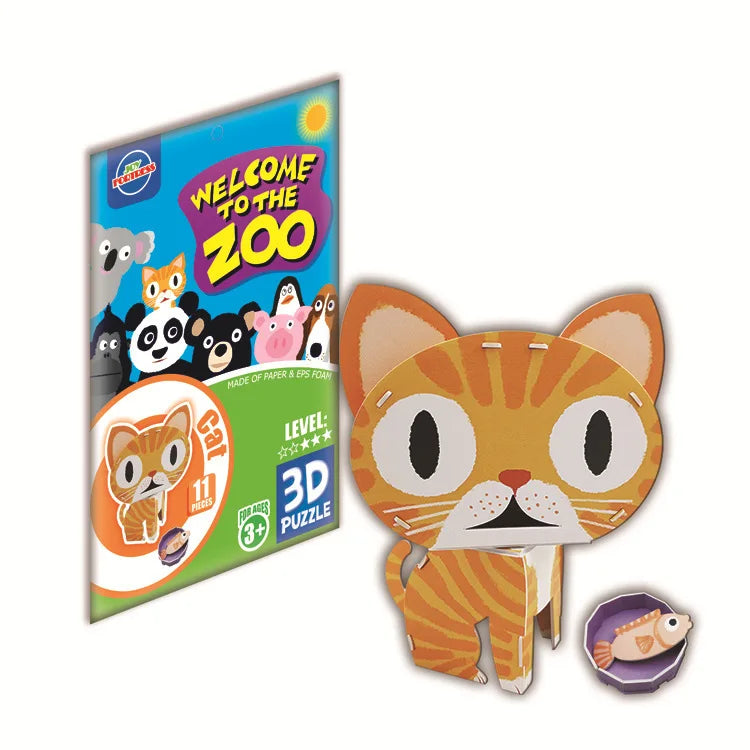 KTX-884819 3D Cardboard Animal Model Puzzle - DIY Educational Early Learning Toy for Creative Play
