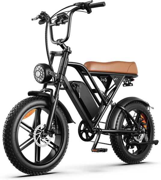 HKM-4052179 Fat Tire Electric Dirt Bike - 1000W Motor 48V 15Ah Battery 28 Mile Range 20-Inch Tires Front and Rear Disc Brakes