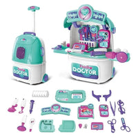 HKM-852435 Kids Pretend Play Doctor Toy Set with Luggage Trolley Case and Operating Table