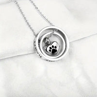 HKM-707731 Forever in My Heart,No Longer by My Side Cremation Pet Urn Necklace for Ashes Pendant Jewelry for Dog Paw Print