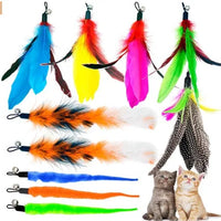 HKM-112275 Eco-Friendly Plush Cat Toy Set with Retractable Rod and Feather Replacement Head for Interactive Play
