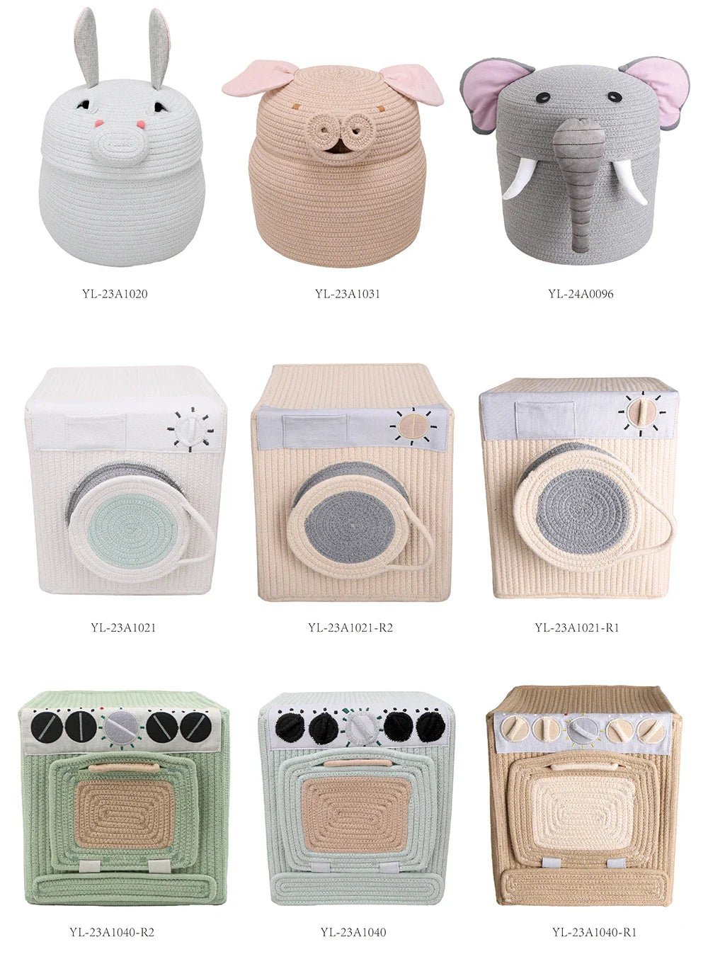 HKM-915667 Cute Cartoon Animal Cotton and Paper Rope Storage Basket for Kids' Rooms