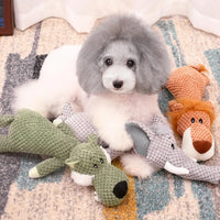 HKM-061395 Indestructible Plush Dog Toy for Aggressive Chewers - Squeaky Stuffed Animal for Small to Medium Dogs