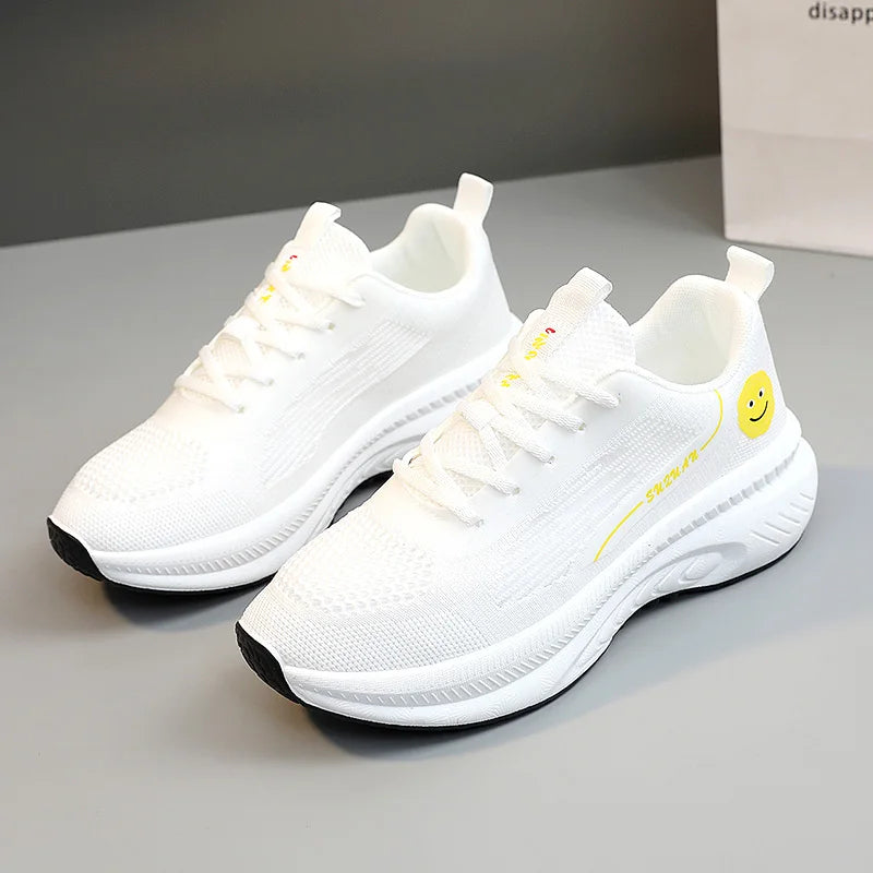 HKM-950611 K2510 New Women's Shoes Trendy Mesh Shoes Breathable Thick Sole Increase Versatile Mesh Sports Shoes for Students