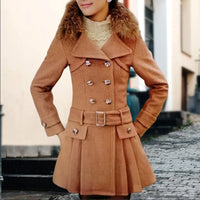 HKM-274835 Medium to Long Elegant Women's Fleece Jacket Winter Coat With Contrasting Wool for Winter Clothing