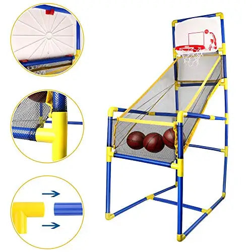 KTX-052115 Indoor Basketball Stand Toy Set with Mini Ball and Pump for Kids and Family Interactive Play