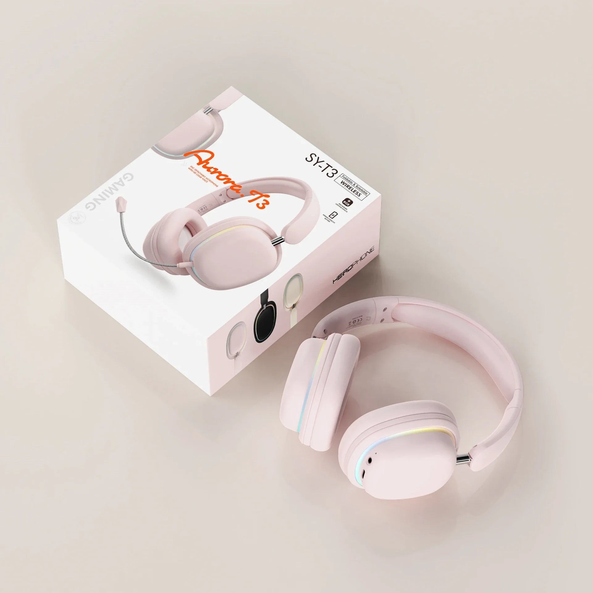 KTX-331923 Wireless Foldable Headphones with Rotatable Mic and BT 5.3 Stereo Earphones