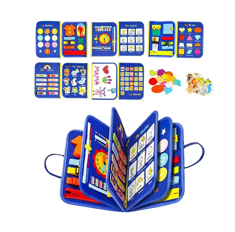 KTX-655443 Montessori Sensory Learning Busy Board for Toddlers Aged 1-3, Travel Activities Educational Toy